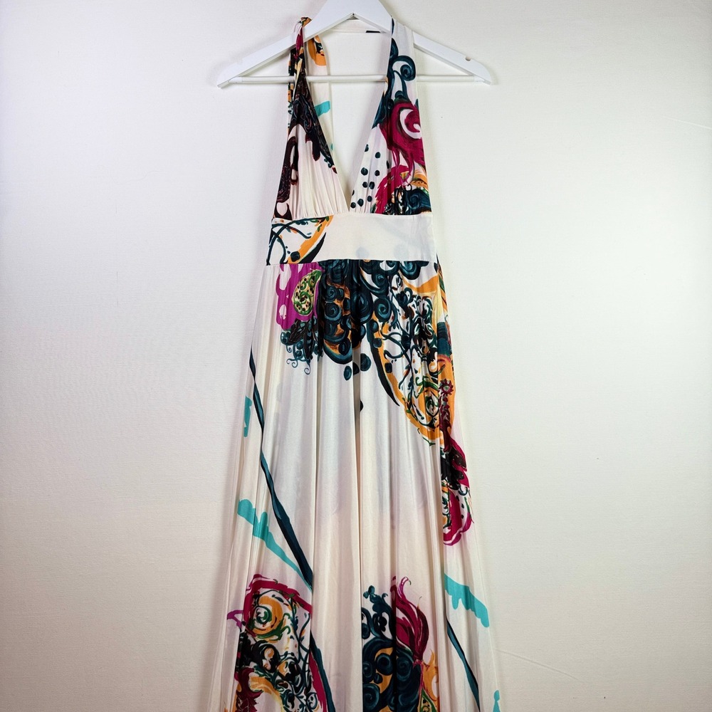 SYMPHONY Multicolor Paisley Psychedelic Halter Maxi Dress M‎